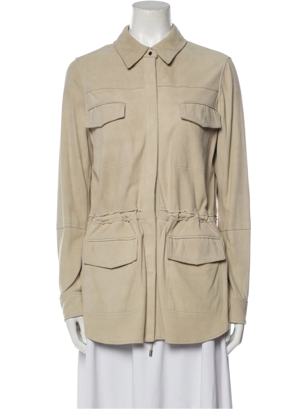Vince Lambskin Leather Taupe Utility Jacket — S